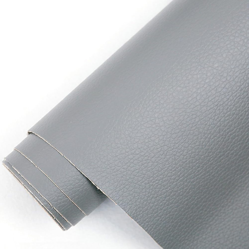 Folie din piele ecologică autoadezivă Luxer, Gri, dimensiune 137x60 cm, ideală pentru recondiționare canapea, scaun sau interior auto. [3]