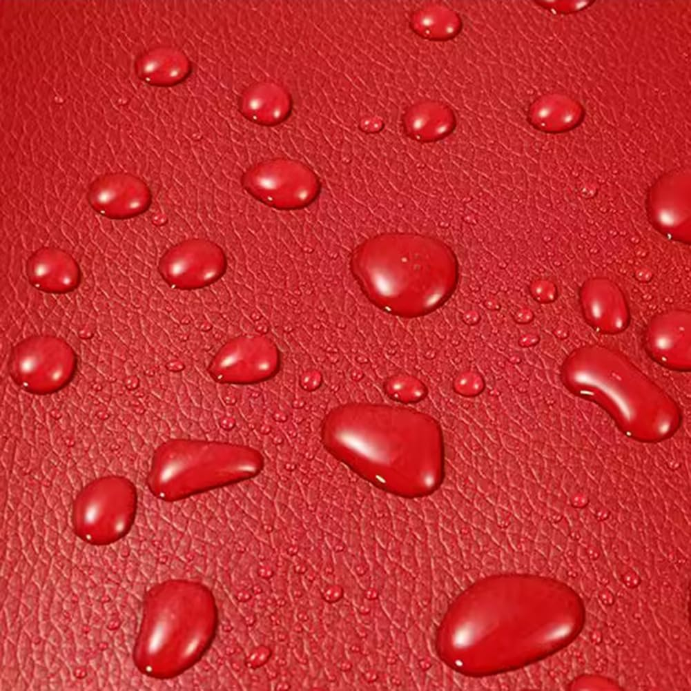 Folie din piele ecologică autoadezivă Luxer, Red, dimensiune 137x60 cm, ideală pentru recondiționare canapea, scaun sau interior auto. [3]