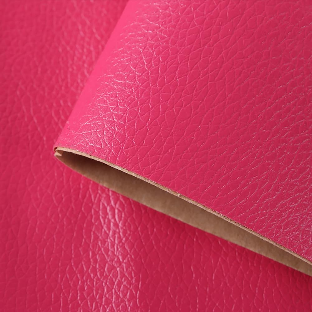 Folie din piele ecologică autoadezivă Luxer, Rose Red, dimensiune 137x60 cm, ideală pentru recondiționare canapea, scaun sau interior auto. [2]