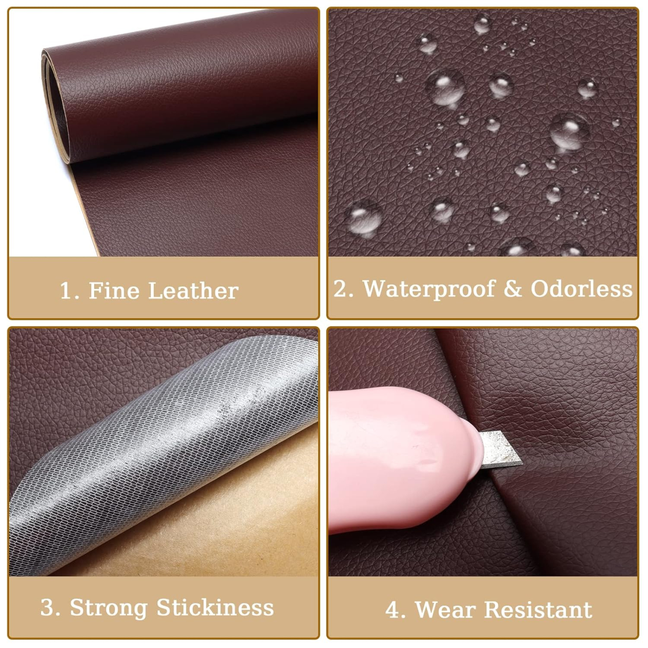 Folie din piele ecologică autoadezivă Luxer, Dark Brown, dimensiune 137x60 cm, ideală pentru recondiționare canapea, scaun sau interior auto. [8]