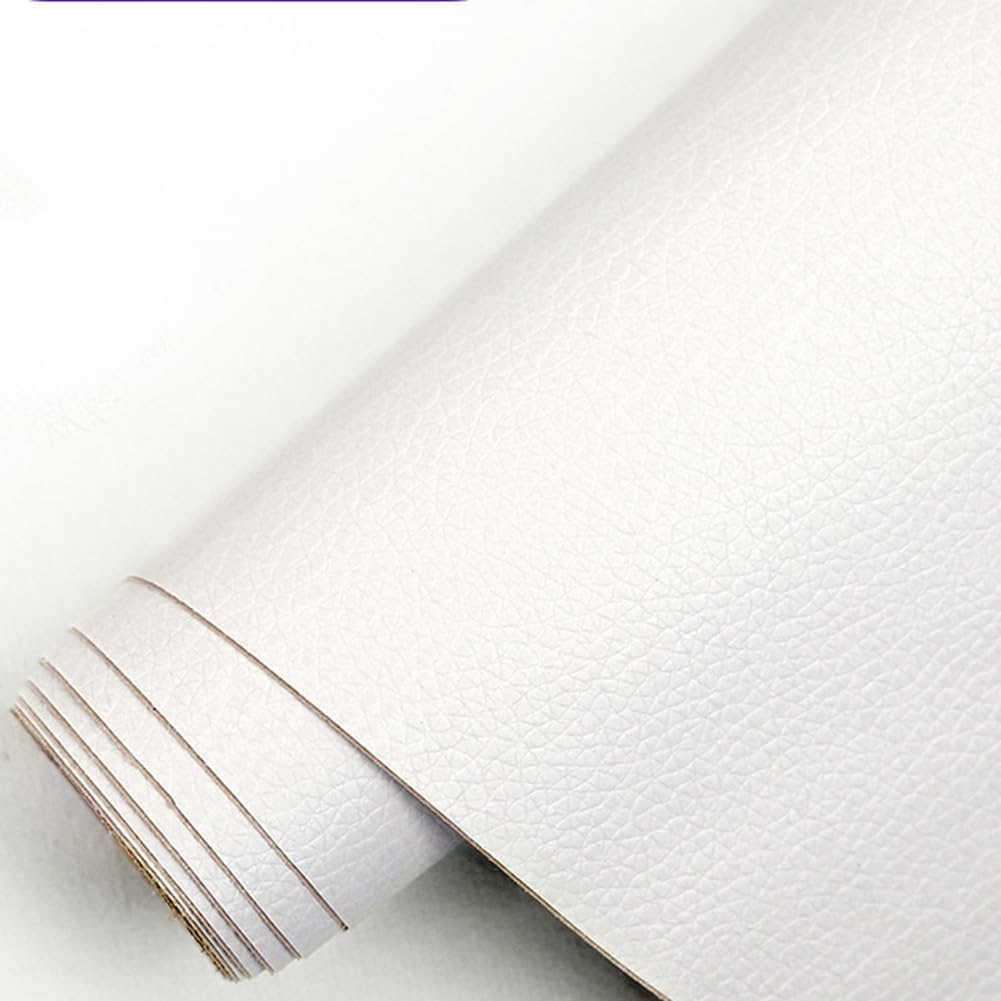 Folie din piele ecologică autoadezivă Luxer, Alb, dimensiune 137x60 cm, ideală pentru recondiționare canapea, scaun sau interior auto. [3]