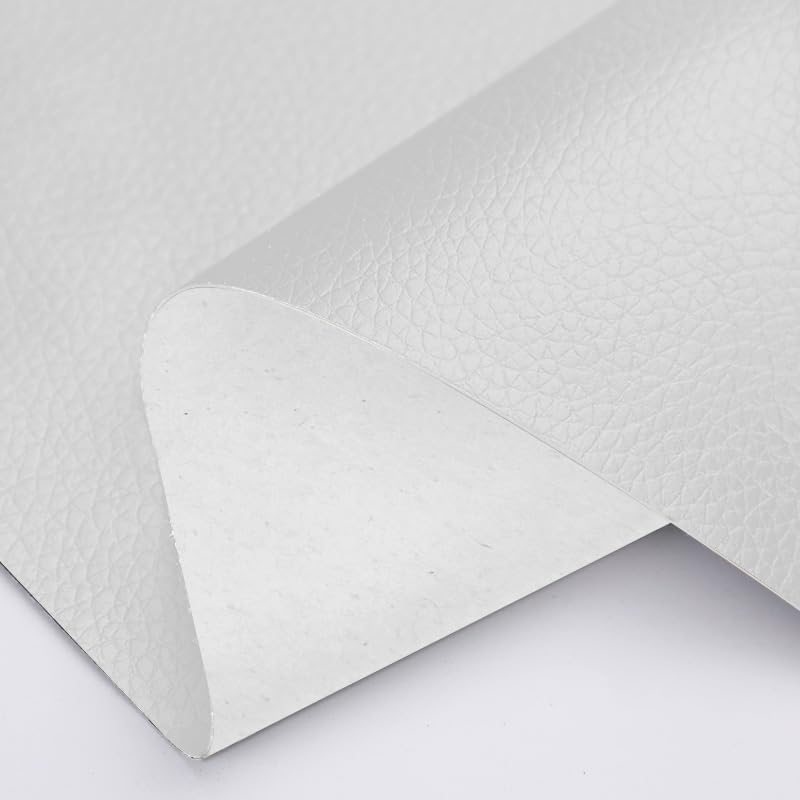 Folie din piele ecologică autoadezivă Luxer, Alb, dimensiune 137x60 cm, ideală pentru recondiționare canapea, scaun sau interior auto. [5]