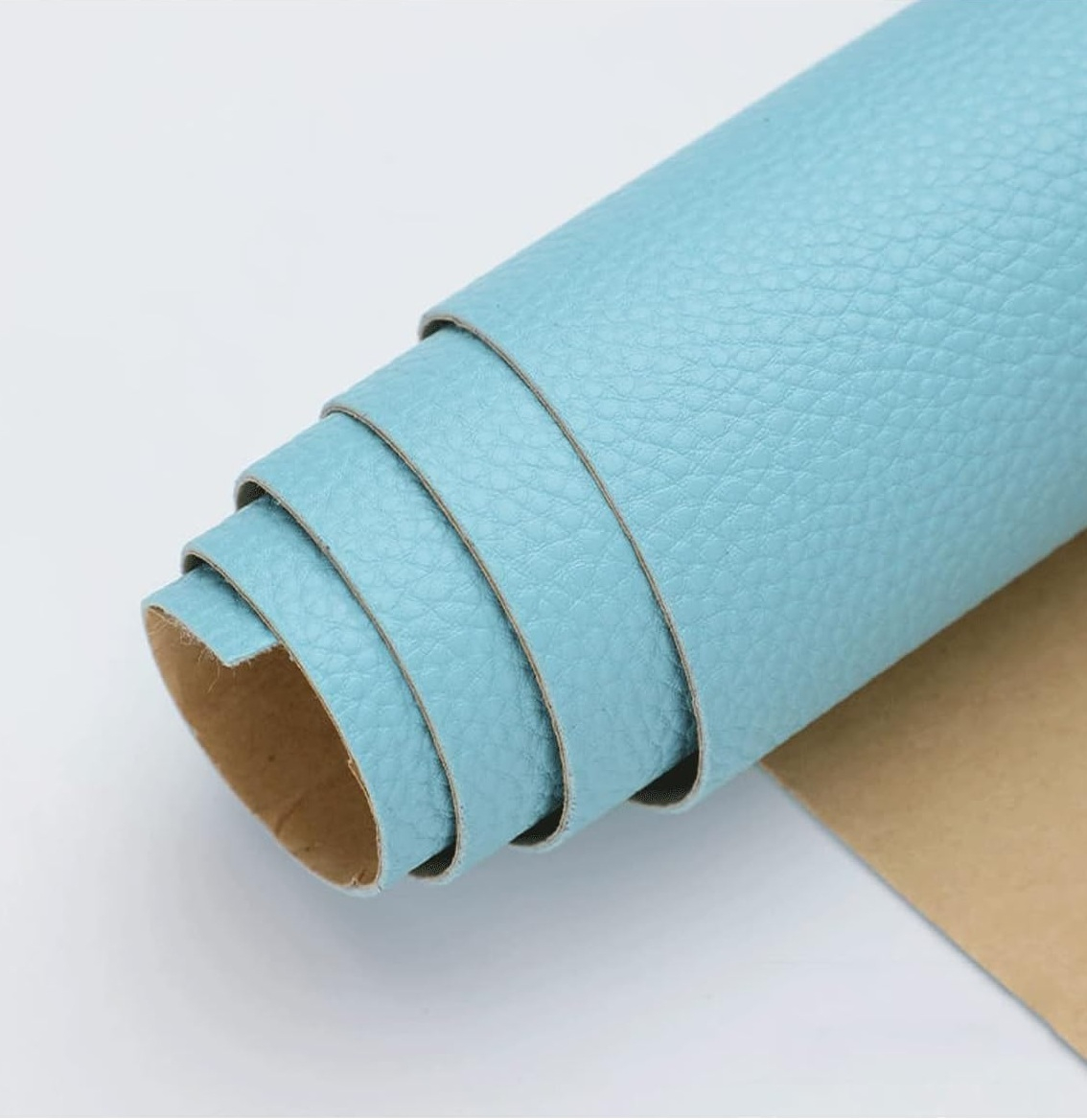 Folie din piele ecologică autoadezivă Luxer, Sky Blue, dimensiune 137x60 cm, ideală pentru recondiționare canapea, scaun sau interior auto. [7]