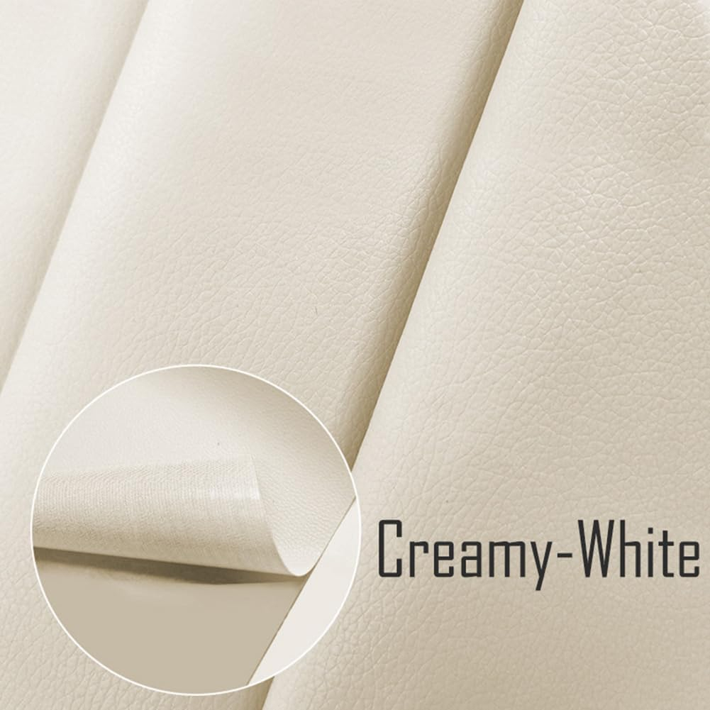 Folie din piele ecologică autoadezivă Luxer, Alb Cremos, dimensiune 137x60 cm, ideală pentru recondiționare canapea, scaun sau interior auto. [2]