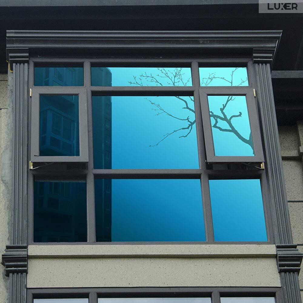 Folie Autoadeziva  pentru Geamuri Termopan, Tip Oglinda, Protectie Solara UV, Efect Privacy, One Way Mirror Window Film, Autocolanta, Pentru Casa/Cladiri, Dimensiuni 200 x 60 cm, Albastru, Folie Geam sa nu se vada din exterior, sa nu se vada in casa, autocolant geam termopan leroy merlin dedeman, protectie solara ferestre luxer [8]