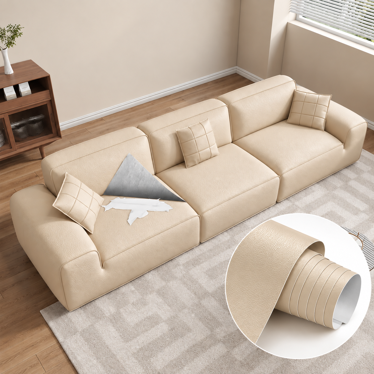 Folie piele ecologica autoadeziva crem deschis 85x300 cm - Luxer [5]