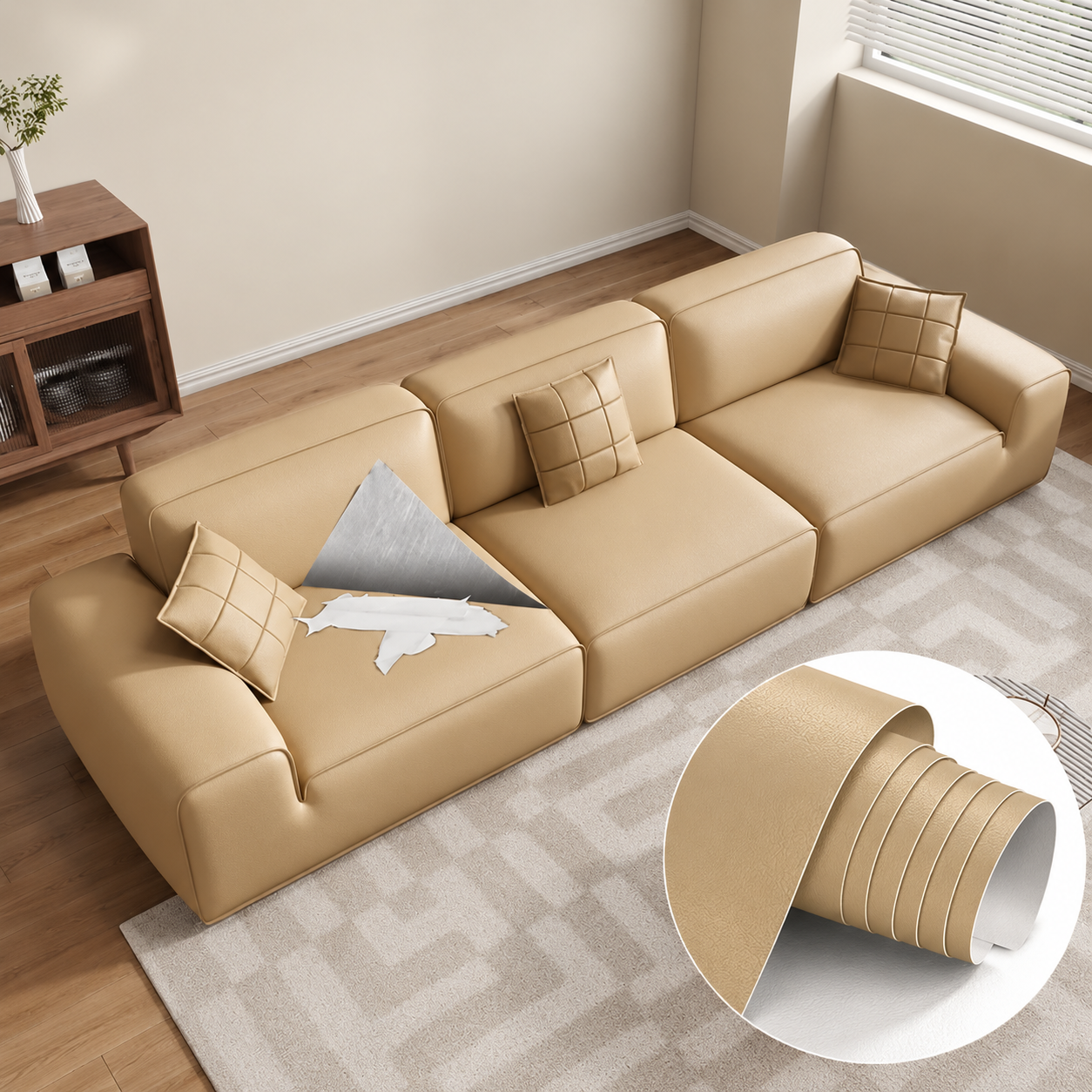 Folie piele ecologica autoadeziva beige 85x300 cm - Luxer [3]