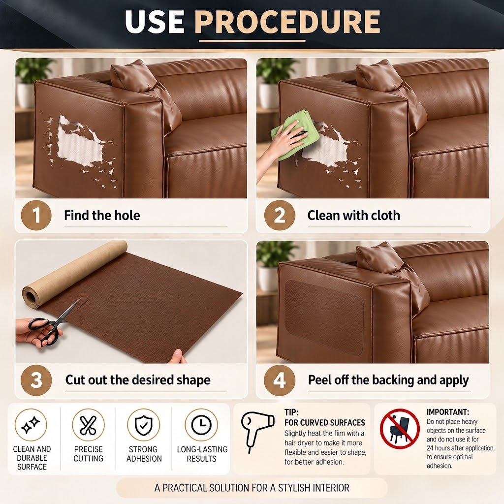 Folie piele ecologica autoadeziva maro deschis 85x300 cm - Luxer [7]