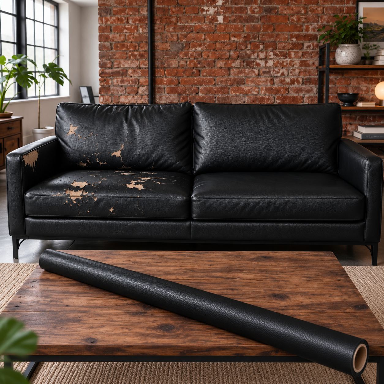 Folie piele ecologica autoadeziva neagra 85x300 cm - Luxer [10]