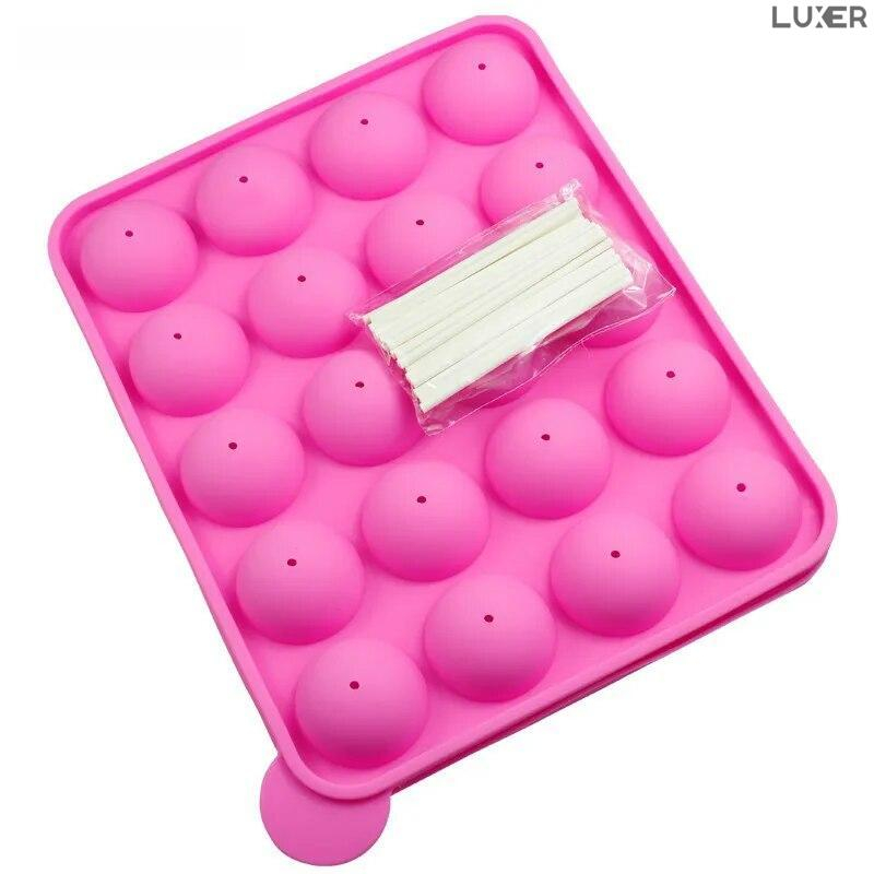 Forma din Silicon pentru Candy Bar, 20 Acadele de Ciocolata, Jeleu, Zahar, Forma Cake Pops, Multifunctionala, Rezistenta intre -40°C si +230°C, 18 x 22.5 cm, Luxer, Forma din silicon pentru acadele de ciocolata, jeleuri, zahar, matrita dulciuri pentru cuptor sau congelator, ideal pentru gatit cu copii, din silicon [2]