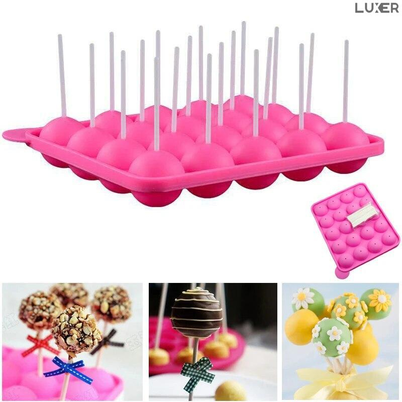 Forma din Silicon pentru Candy Bar, 20 Acadele de Ciocolata, Jeleu, Zahar, Forma Cake Pops, Multifunctionala, Rezistenta intre -40°C si +230°C, 18 x 22.5 cm, Luxer, Forma din silicon pentru acadele de ciocolata, jeleuri, zahar, matrita dulciuri pentru cuptor sau congelator, ideal pentru gatit cu copii, din silicon [6]