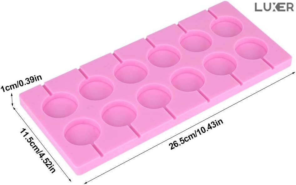 Forma din Silicon pentru 12 Acadele de Ciocolata, Jeleu, Zahar, Multifunctionala, Rezistenta intre -40°C si +230°C, 26.5 x 12 cm, Luxer, Forma din silicon pentru acadele de ciocolata, jeleuri, zahar, matrita dulciuri pentru cuptor sau congelator, ideal pentru gatit cu copii, din silicon [9]