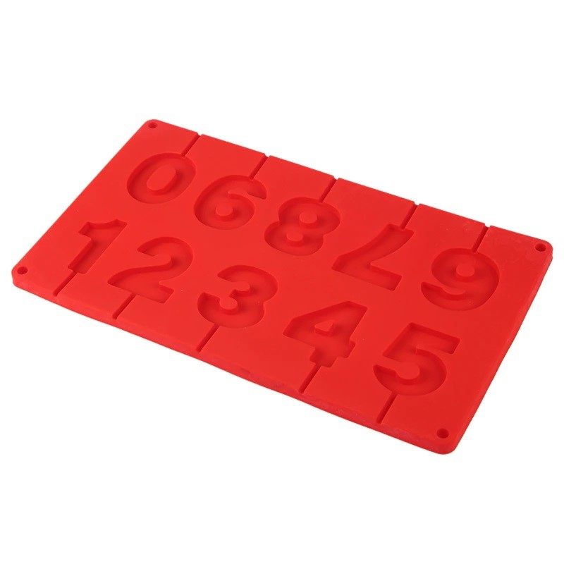 Forma din Silicon pentru 10 Acadele in forma de Cifre/Numere Aniversare, din Ciocolata, Jeleu, Zahar, Multifunctionala, Rezistenta intre -40°C si +230°C, 28 x 16.5 cm, Rosu, Luxer, Forma din silicon pentru cifre aniversare pentru tort de ciocolata, jeleuri, zahar, matrita dulciuri pentru cuptor sau congelator, ideal pentru gatit cu copii, din silicon [1]