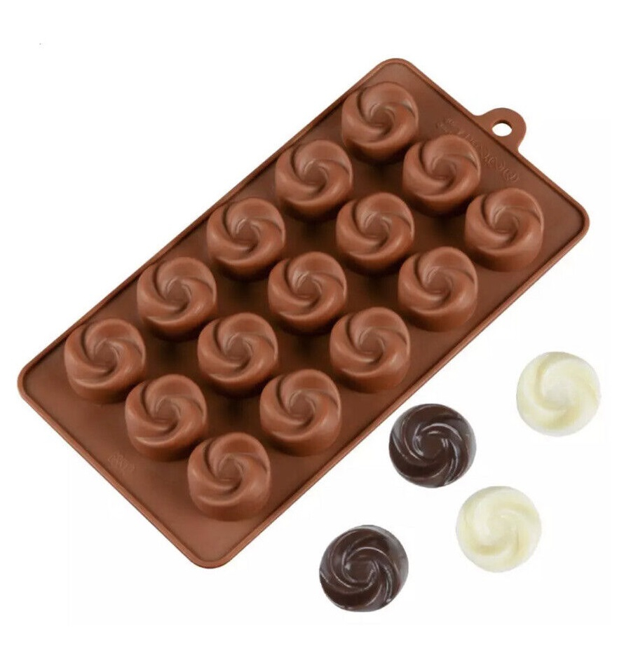 Forma Din Silicon Pentru Bomboane De Ciocolata Sau Jeleu, 15 Forme Trandafiri, 21x10.5 cm, Luxer, Forma Ciocoalata Plastic / Silicon , Matrita Ciocolata de Casa in forma de Tablete de Ciocolata [5]