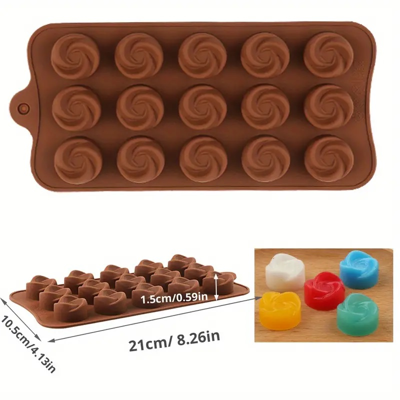 Forma Din Silicon Pentru Bomboane De Ciocolata Sau Jeleu, 15 Forme Trandafiri, 21x10.5 cm, Luxer, Forma Ciocoalata Plastic / Silicon , Matrita Ciocolata de Casa in forma de Tablete de Ciocolata [8]