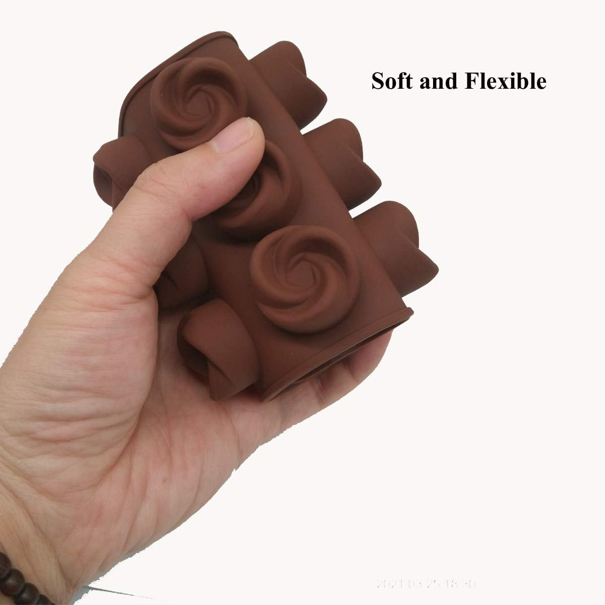 Forma Din Silicon Pentru Bomboane De Ciocolata Sau Jeleu, 15 Forme Trandafiri, 21x10.5 cm, Luxer, Forma Ciocoalata Plastic / Silicon , Matrita Ciocolata de Casa in forma de Tablete de Ciocolata [7]