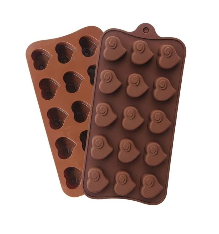 Forma Din Silicon Pentru Bomboane De Ciocolata Sau Jeleuri, 15 x Praline Inimioara, 22.5x10.6 cm, Luxer [1]