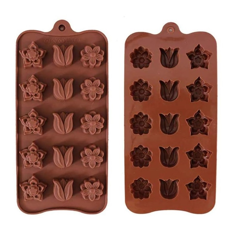 Forma Din Silicon Pentru Bomboane De Ciocolata Sau Jeleu, 5 x Forma Narcisa, 5 x Forma Lalea, 5 x Forma Musetel, 22x10.5 cm, Luxer, Forma Ciocoalata Plastic / Silicon , Matrita Ciocolata de Casa in forma de Tablete de Ciocolata [1]