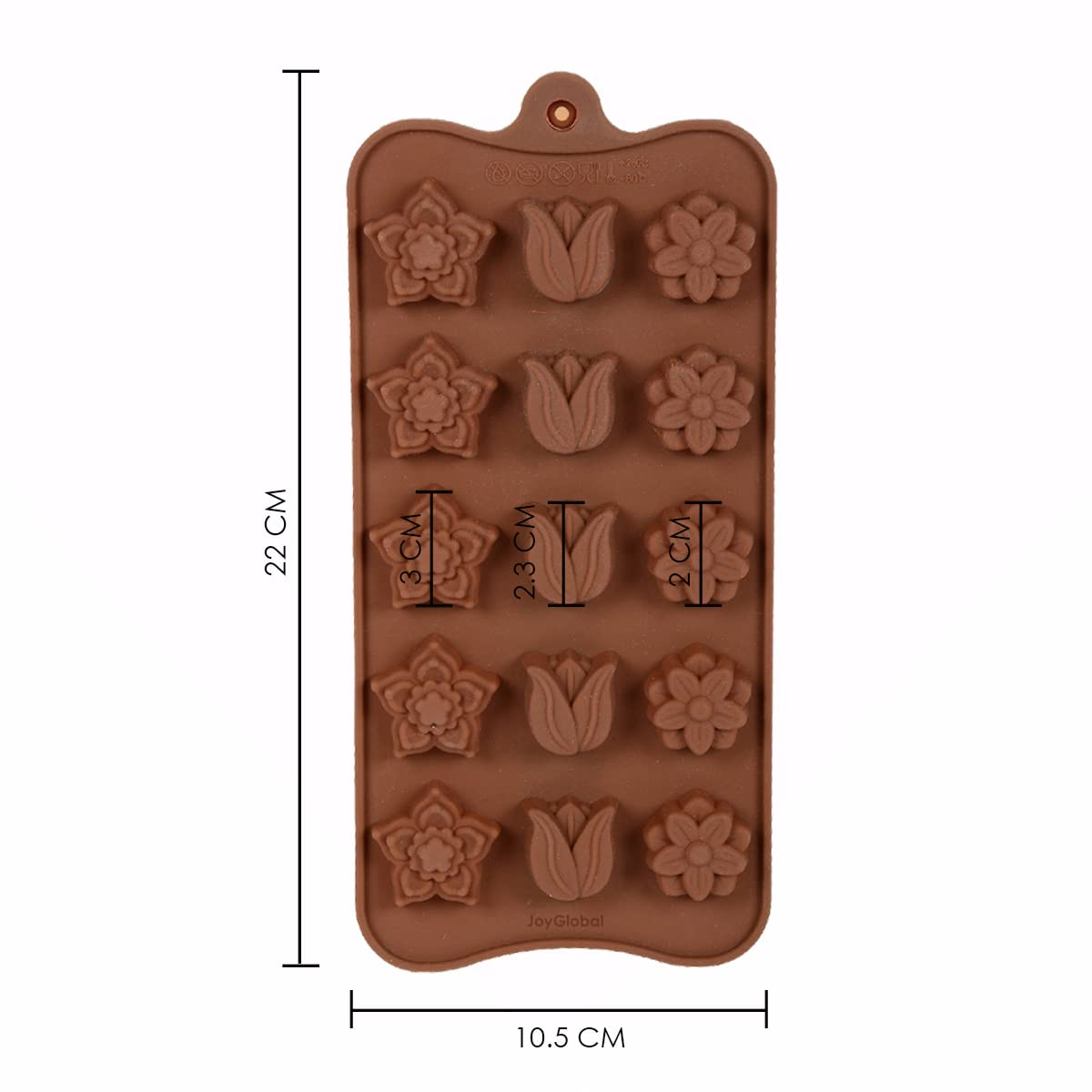 Forma Din Silicon Pentru Bomboane De Ciocolata Sau Jeleu, 5 x Forma Narcisa, 5 x Forma Lalea, 5 x Forma Musetel, 22x10.5 cm, Luxer, Forma Ciocoalata Plastic / Silicon , Matrita Ciocolata de Casa in forma de Tablete de Ciocolata [10]