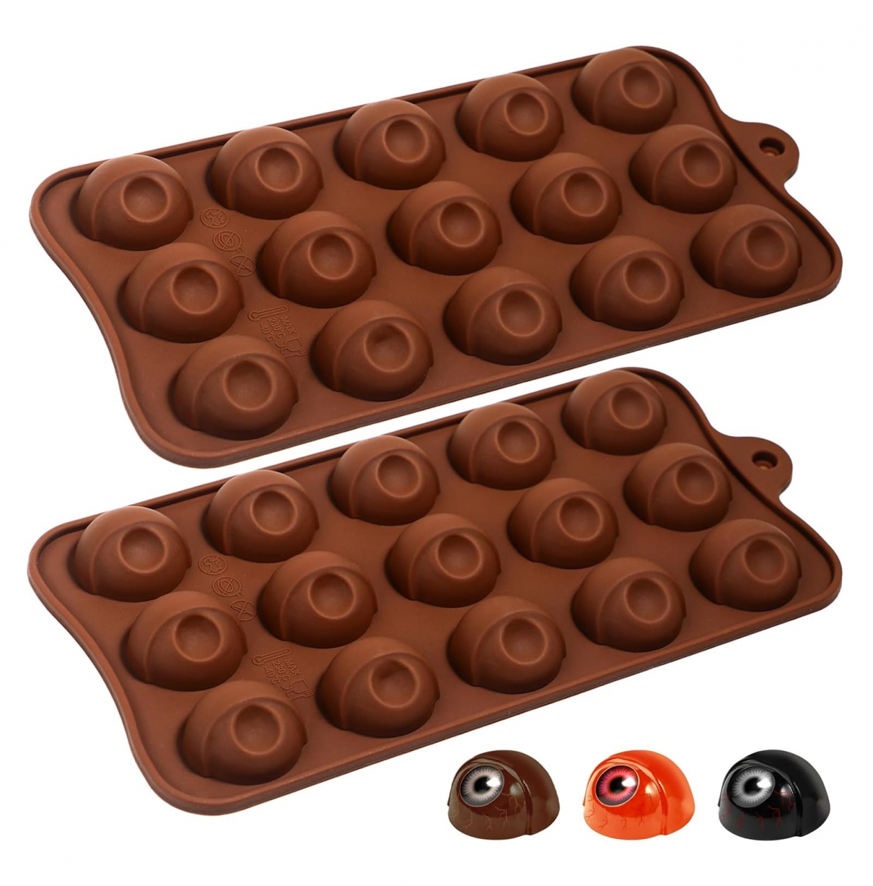 Forma Din Silicon Pentru Bomboane De Ciocolata Sau Jeleu, 15 Praline Cu Forma De Ochi, Tematica Halloween, 19.8x10.2 cm, Luxer, Forma Ciocoalata Plastic / Silicon , Matrita Ciocolata de Casa in forma de Tablete de Ciocolata [6]