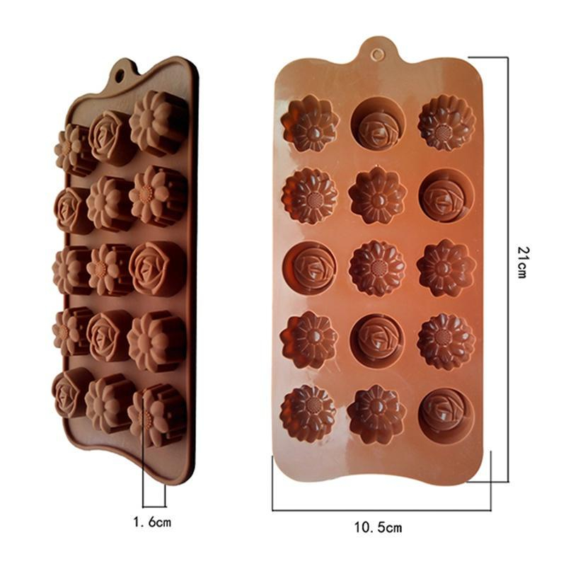 Forma Din Silicon Pentru Bomboane De Ciocolata Sau Jeleu, 15 Forme De Margarete Si Trandafiri, 21x10.5 cm, Luxer,, Forma Ciocoalata Plastic / Silicon , Matrita Ciocolata de Casa in forma de Tablete de Ciocolata [10]