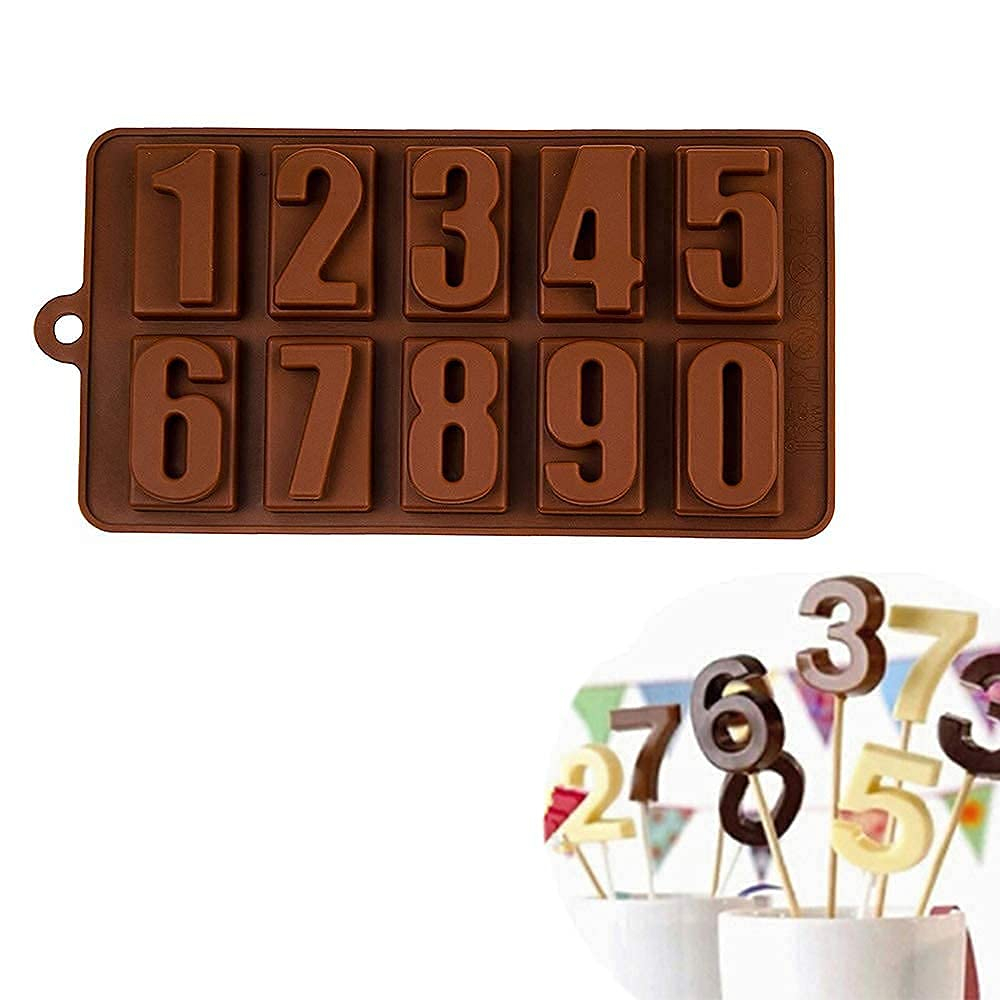 Forma Din Silicon Pentru Cifre Din Ciocolata sau Jeleu, Cifre De La 0 la 9, 20.7x11 cm, Luxer, Luxer, Forma Ciocoalata Plastic / Silicon , Matrita Ciocolata de Casa in forma de Tablete de Ciocolata [6]