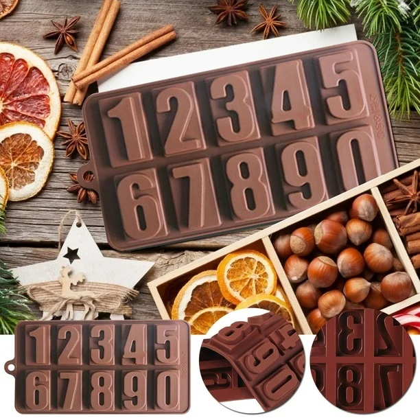 Forma Din Silicon Pentru Cifre Din Ciocolata sau Jeleu, Cifre De La 0 la 9, 20.7x11 cm, Luxer, Luxer, Forma Ciocoalata Plastic / Silicon , Matrita Ciocolata de Casa in forma de Tablete de Ciocolata [3]