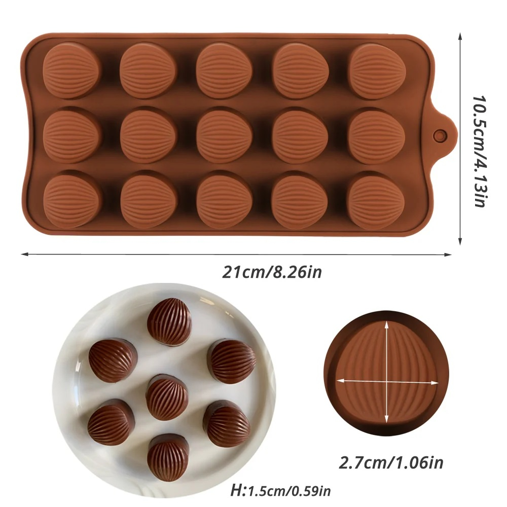 Forma Din Silicon Pentru Bomboane De Ciocolata Sau Jeleuri, 15 Forme Alune De Padure, 21x10.5 cm, Luxer, Forma Ciocoalata Plastic / Silicon , Matrita Ciocolata de Casa in forma de Tablete de Ciocolata [5]