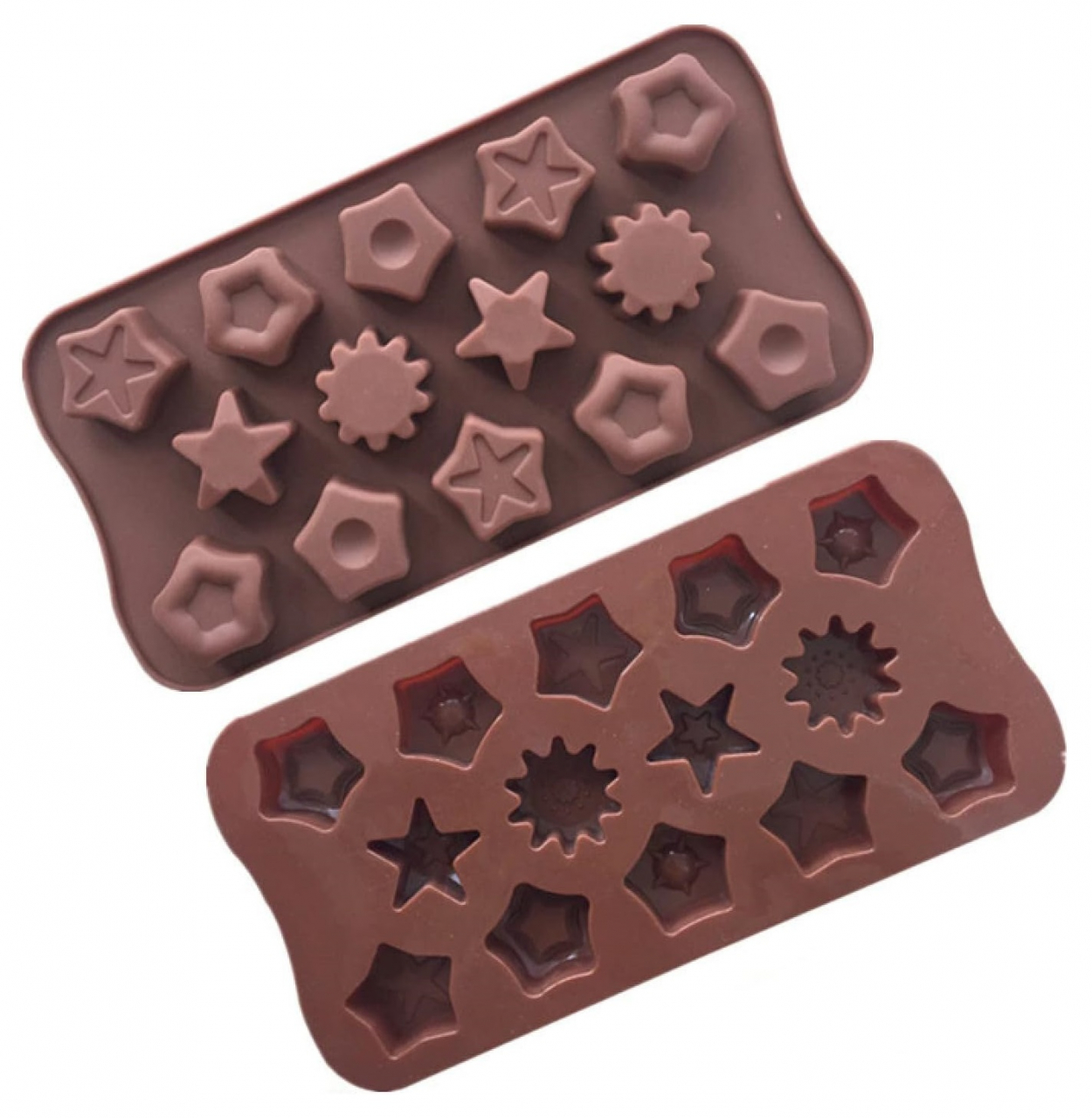 Forma Din Silicon Pentru Bomboane De Ciocolata Sau Jeleuri, 14 Forme Stelute, 21.4 x10.8 cm, Luxer, Forma Ciocoalata Plastic / Silicon , Matrita Ciocolata de Casa in forma de Tablete de Ciocolata [1]