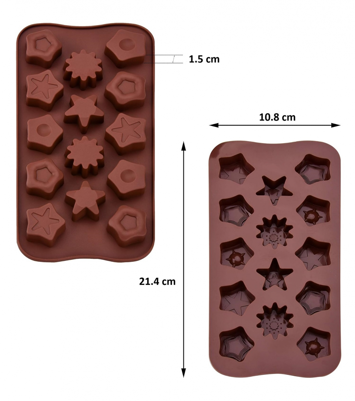 Forma Din Silicon Pentru Bomboane De Ciocolata Sau Jeleuri, 14 Forme Stelute, 21.4 x10.8 cm, Luxer, Forma Ciocoalata Plastic / Silicon , Matrita Ciocolata de Casa in forma de Tablete de Ciocolata [7]