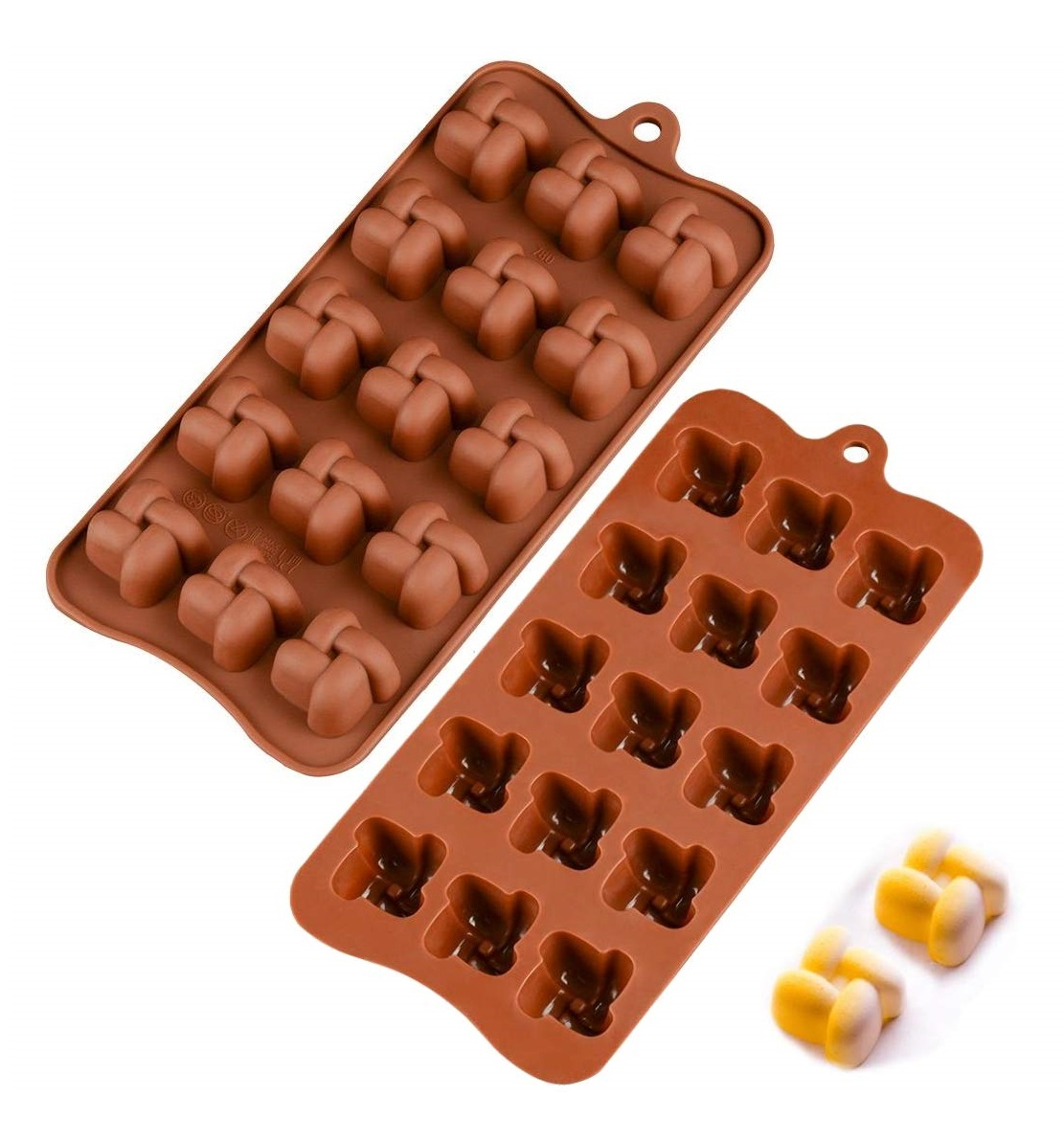 Forma Din Silicon Pentru Bomboane De Ciocolata Sau Jeleuri, 15 Forme Nod Impletit, 20.5x11 cm, Luxer, Forma Ciocoalata Plastic / Silicon , Matrita Ciocolata de Casa in forma de Tablete de Ciocolata [5]