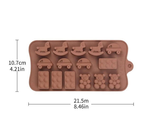 Forma Forma Din Silicon Pentru Bomboane De Ciocolata Sau Jeleuri, 4 x Forma Calut de Lemn, 4 x Forma Masinuta, 4 x Forma Lego, 3 x Forma Ursulet, 21.5x10.8 cm, Luxer, Forma Ciocoalata Plastic / Silicon , Matrita Ciocolata de Casa in forma de Tablete de Ciocolata [12]