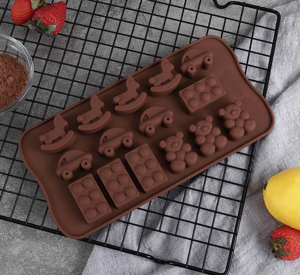 Forma Forma Din Silicon Pentru Bomboane De Ciocolata Sau Jeleuri, 4 x Forma Calut de Lemn, 4 x Forma Masinuta, 4 x Forma Lego, 3 x Forma Ursulet, 21.5x10.8 cm, Luxer, Forma Ciocoalata Plastic / Silicon , Matrita Ciocolata de Casa in forma de Tablete de Ciocolata [5]
