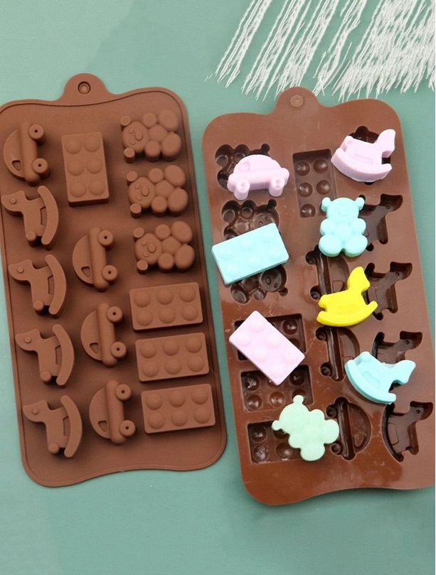 Forma Forma Din Silicon Pentru Bomboane De Ciocolata Sau Jeleuri, 4 x Forma Calut de Lemn, 4 x Forma Masinuta, 4 x Forma Lego, 3 x Forma Ursulet, 21.5x10.8 cm, Luxer, Forma Ciocoalata Plastic / Silicon , Matrita Ciocolata de Casa in forma de Tablete de Ciocolata [9]