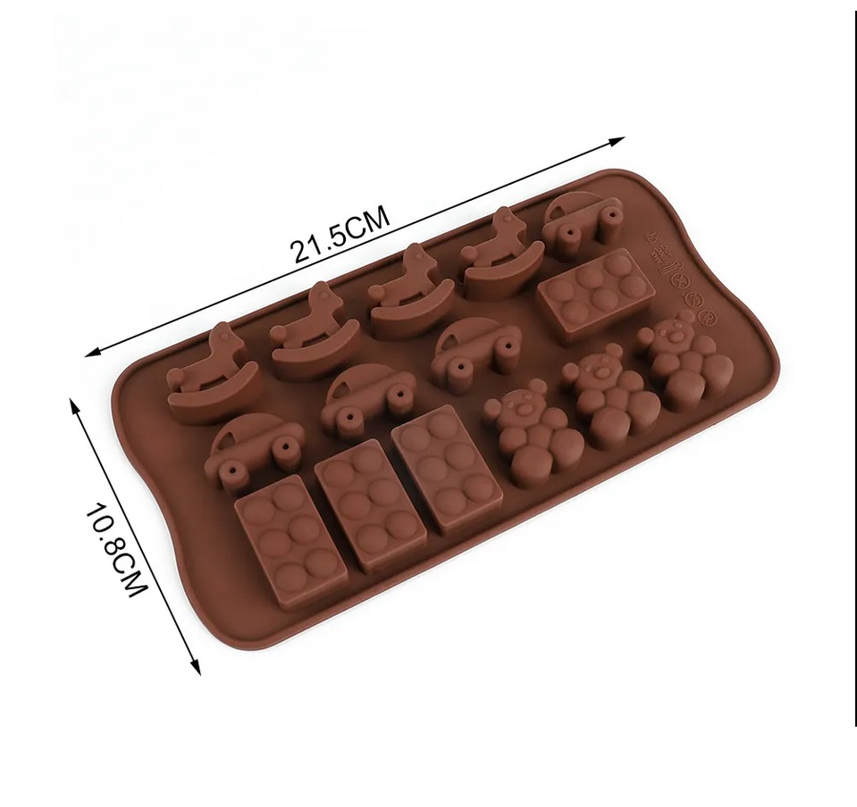 Forma Forma Din Silicon Pentru Bomboane De Ciocolata Sau Jeleuri, 4 x Forma Calut de Lemn, 4 x Forma Masinuta, 4 x Forma Lego, 3 x Forma Ursulet, 21.5x10.8 cm, Luxer, Forma Ciocoalata Plastic / Silicon , Matrita Ciocolata de Casa in forma de Tablete de Ciocolata [11]