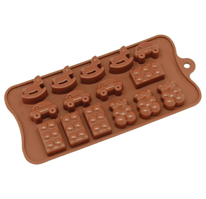 Forma Forma Din Silicon Pentru Bomboane De Ciocolata Sau Jeleuri, 4 x Forma Calut de Lemn, 4 x Forma Masinuta, 4 x Forma Lego, 3 x Forma Ursulet, 21.5x10.8 cm, Luxer, Forma Ciocoalata Plastic / Silicon , Matrita Ciocolata de Casa in forma de Tablete de Ciocolata [1]