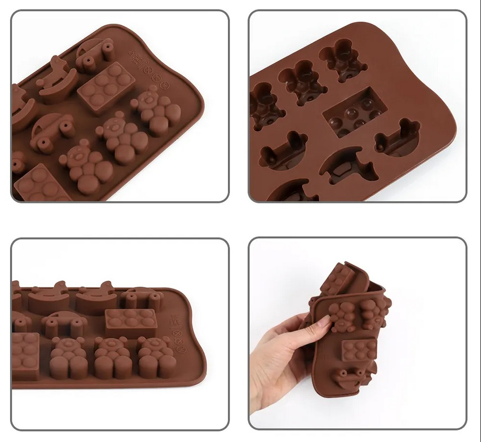 Forma Forma Din Silicon Pentru Bomboane De Ciocolata Sau Jeleuri, 4 x Forma Calut de Lemn, 4 x Forma Masinuta, 4 x Forma Lego, 3 x Forma Ursulet, 21.5x10.8 cm, Luxer, Forma Ciocoalata Plastic / Silicon , Matrita Ciocolata de Casa in forma de Tablete de Ciocolata [4]
