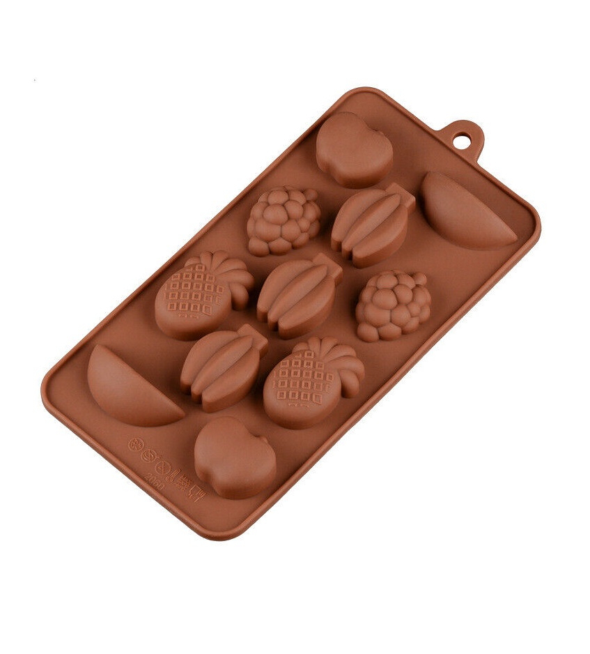 Forma Din Silicon Pentru Bomboane De Ciocolata Sau Jeleuri, 11 Forme Fructe Exotice, 21x10.5 cm, Luxer, Forma Ciocoalata Plastic / Silicon , Matrita Ciocolata de Casa in forma de Tablete de Ciocolata [1]