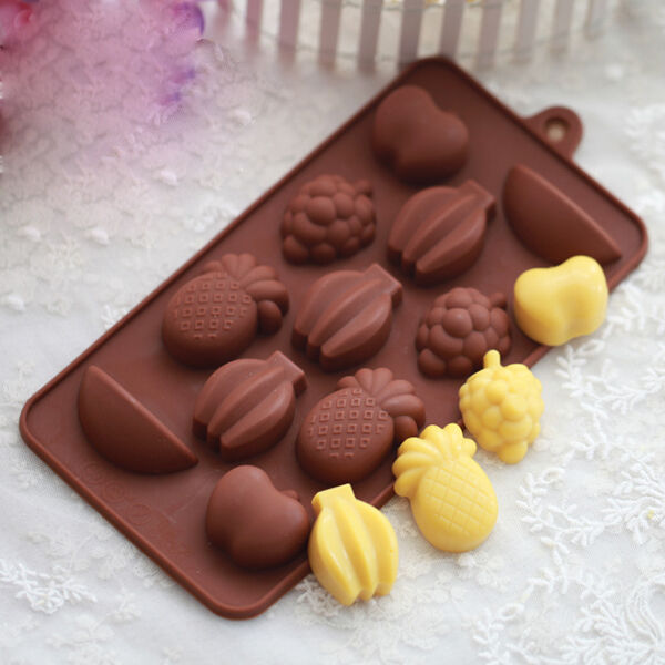 Forma Din Silicon Pentru Bomboane De Ciocolata Sau Jeleuri, 11 Forme Fructe Exotice, 21x10.5 cm, Luxer, Forma Ciocoalata Plastic / Silicon , Matrita Ciocolata de Casa in forma de Tablete de Ciocolata [6]