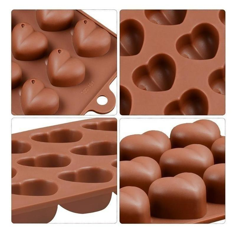 Forma Din Silicon Pentru Bomboane de Ciocolata sau Jeleuri, 15 x Forma Inimioara, 21x11 cm, Luxer, Forma Ciocoalata Plastic / Silicon , Matrita Ciocolata de Casa in forma de Tablete de Ciocolata [2]