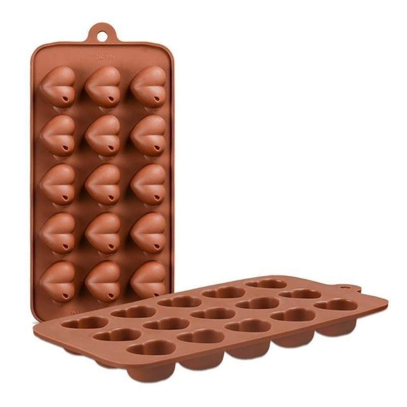 Forma Din Silicon Pentru Bomboane de Ciocolata sau Jeleuri, 15 x Forma Inimioara, 21x11 cm, Luxer, Forma Ciocoalata Plastic / Silicon , Matrita Ciocolata de Casa in forma de Tablete de Ciocolata [1]