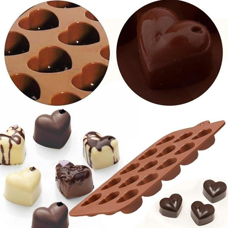 Forma Din Silicon Pentru Bomboane de Ciocolata sau Jeleuri, 15 x Forma Inimioara, 21x11 cm, Luxer, Forma Ciocoalata Plastic / Silicon , Matrita Ciocolata de Casa in forma de Tablete de Ciocolata [5]