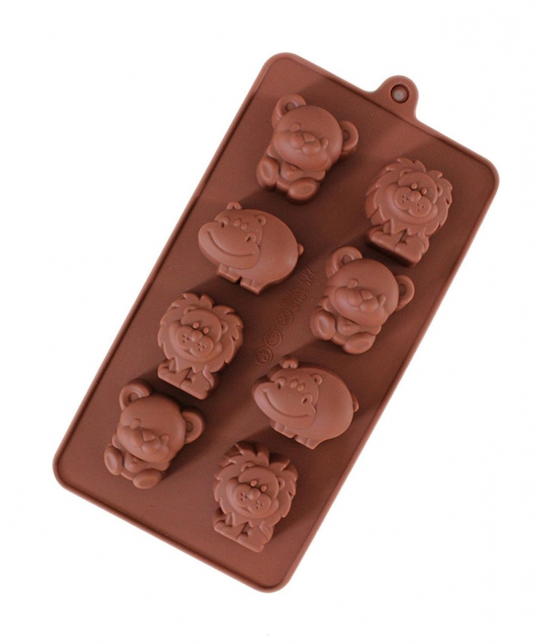 Forma Din Silicon Pentru Bomboane De Ciocolata Sau Jeleuri, 3 x Forma Leu, 3 x Forma Ursulet, 2 x Forma Hipopotam, 20x10 cm, Luxer, Forma Ciocoalata Plastic / Silicon , Matrita Ciocolata de Casa in forma de Tablete de Ciocolata [1]