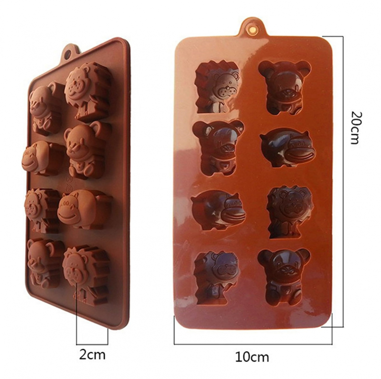 Forma Din Silicon Pentru Bomboane De Ciocolata Sau Jeleuri, 3 x Forma Leu, 3 x Forma Ursulet, 2 x Forma Hipopotam, 20x10 cm, Luxer, Forma Ciocoalata Plastic / Silicon , Matrita Ciocolata de Casa in forma de Tablete de Ciocolata [8]