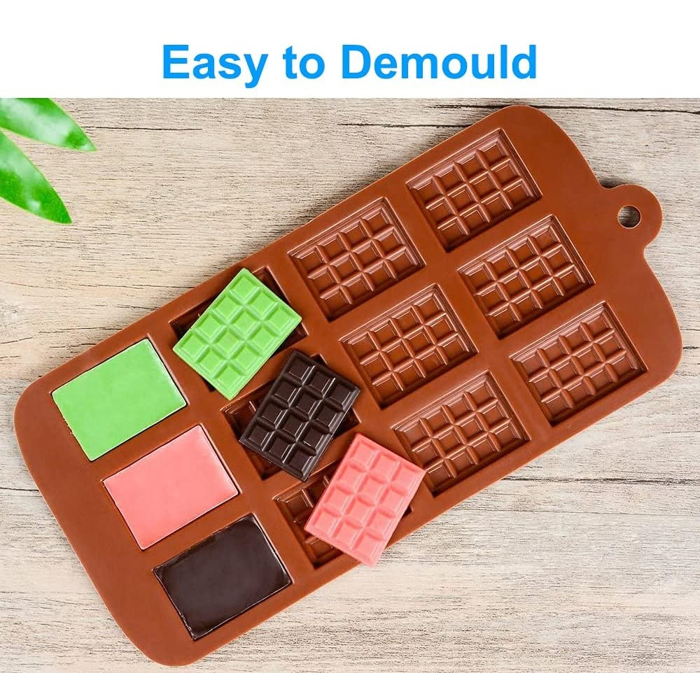 Forma Din Silicon Pentru Bomboane De Ciocolata Sau Jeleuri, 12 x Forma Mini Ciocolata, 22.5x10.5 cm, Luxer, Forma Ciocoalata Plastic / Silicon , Matrita Ciocolata de Casa in forma de Tablete de Ciocolata [11]