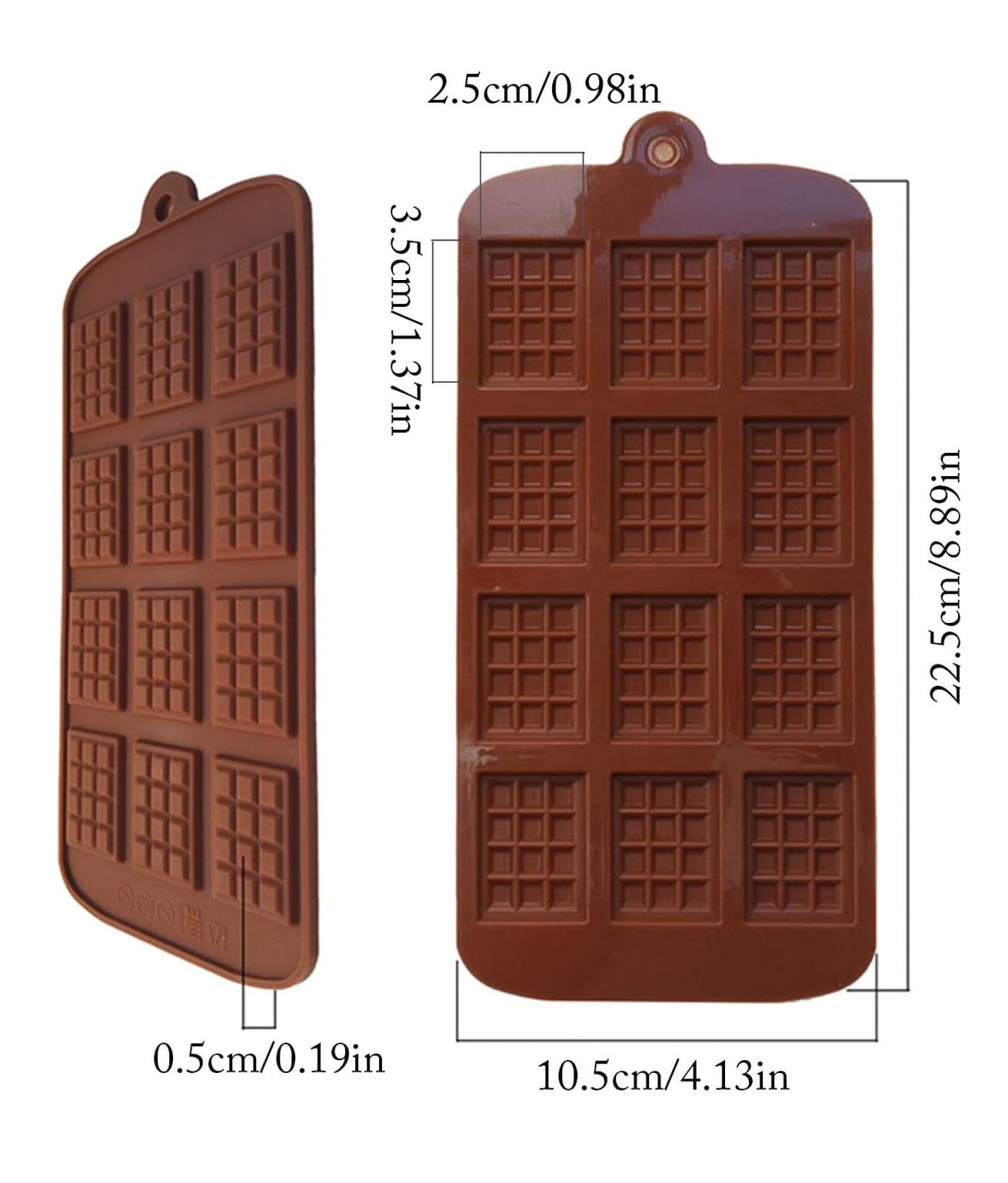 Forma Din Silicon Pentru Bomboane De Ciocolata Sau Jeleuri, 12 x Forma Mini Ciocolata, 22.5x10.5 cm, Luxer, Forma Ciocoalata Plastic / Silicon , Matrita Ciocolata de Casa in forma de Tablete de Ciocolata [13]