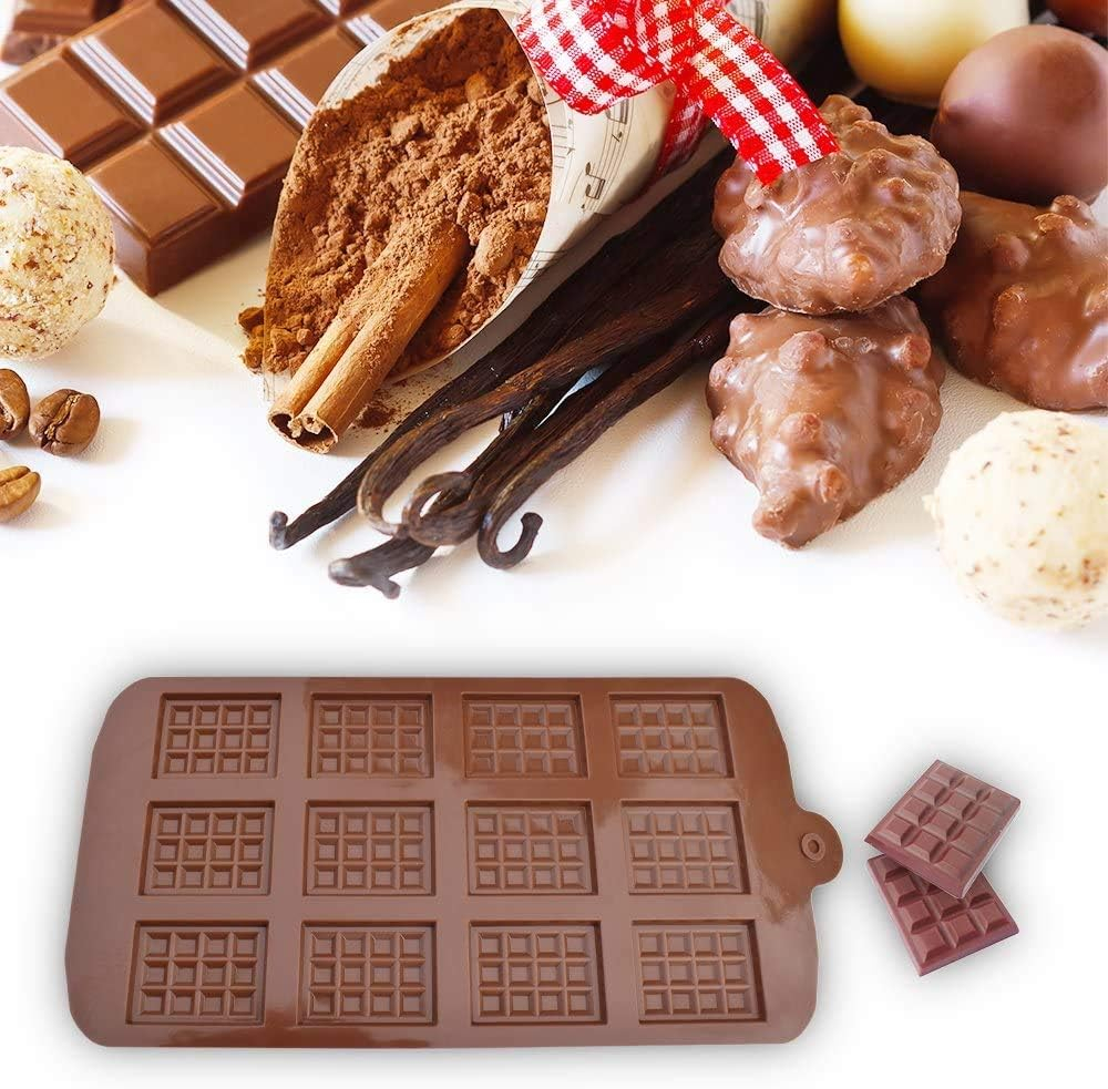 Forma Din Silicon Pentru Bomboane De Ciocolata Sau Jeleuri, 12 x Forma Mini Ciocolata, 22.5x10.5 cm, Luxer, Forma Ciocoalata Plastic / Silicon , Matrita Ciocolata de Casa in forma de Tablete de Ciocolata [3]