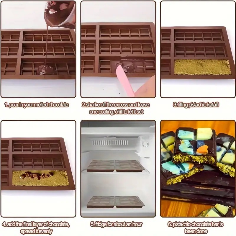 Forma Din Silicon Pentru Ciocolata Dubai De Casa, Tableta cu 6x4 Patratele, Forma Ciocoalata Plastic / Silicon , Matrita Ciocolata de Casa in forma de Tablete de Ciocolata [8]