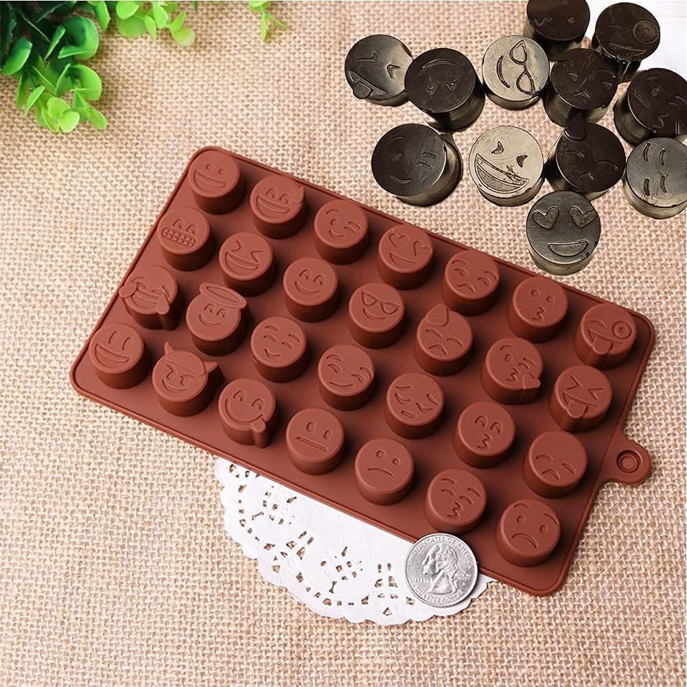 Forma Din Silicon Pentru Emoji Din Ciocolata Sau Jeleu, 7x4 Emoticoane, 18.7x11.1 cm, Luxer, Forma Ciocoalata Plastic / Silicon , Matrita Ciocolata de Casa in forma de Tablete de Ciocolata [7]