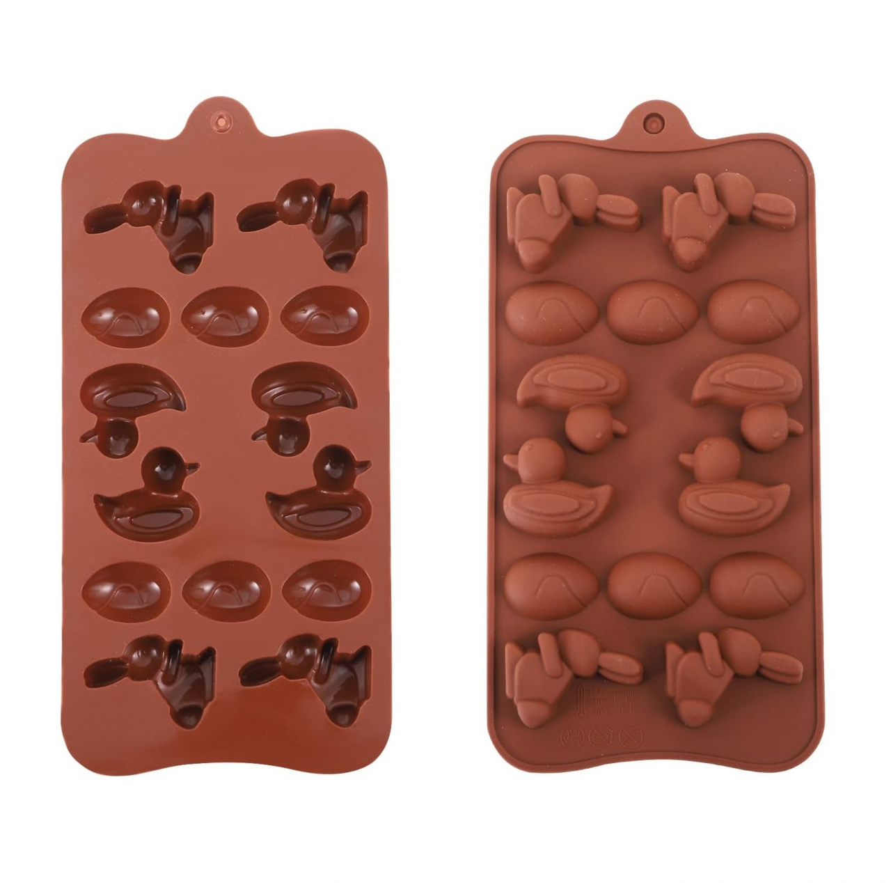 Forma Din Silicon Pentru Bomboane De Ciocolata Sau Jeleu, 4 Iepurasi, 4 Rate si 6 Oua, 20.5x10.3 cm, Luxer, Forma Ciocoalata Plastic / Silicon , Matrita Ciocolata de Casa in forma de Tablete de Ciocolata [1]